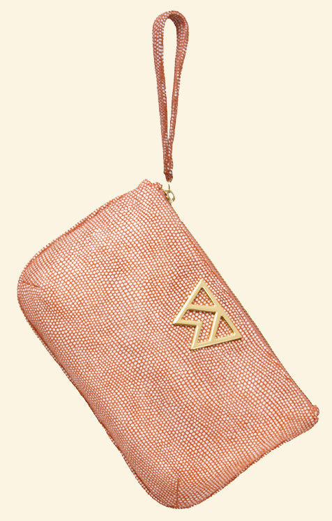 Risky Biz Wristlet in Salmon White Lizard