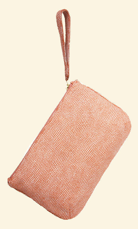 Risky Biz Wristlet in Salmon White Lizard - Lifestyle