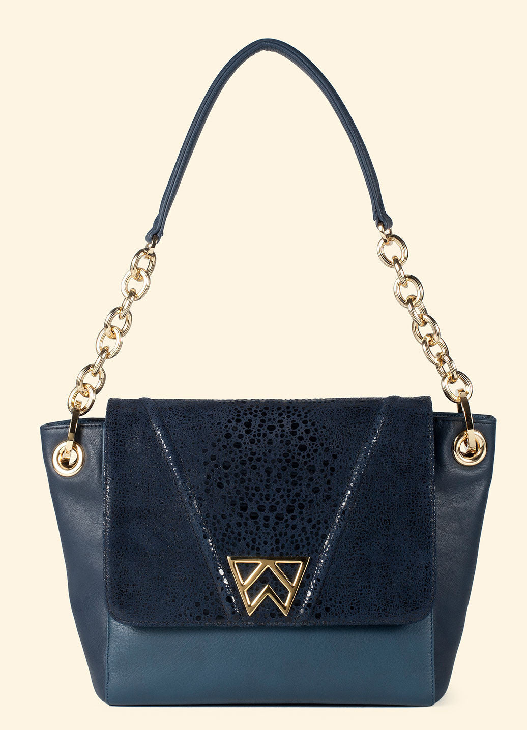 Pop The Champagne Shoulder in Midnight Serpentine with Navy & Pacific