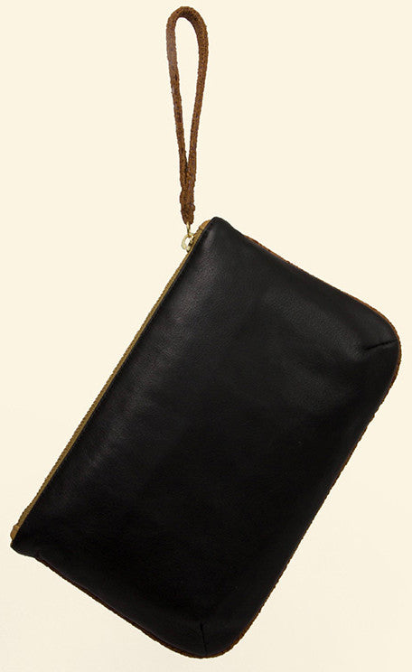 Risky Biz Wristlet in Camel & Black with Camel Serpentine - Lifestyle
