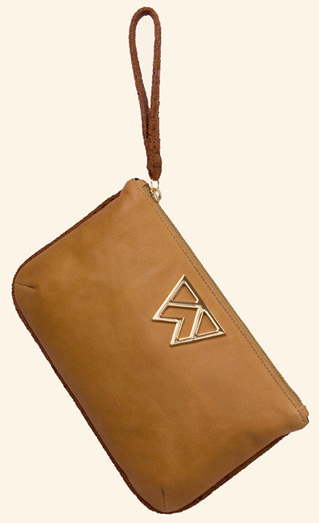 Risky Biz Wristlet in Camel & Black with Camel Serpentine