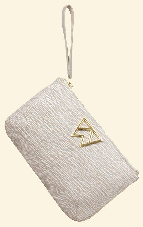 Risky Biz Wristlet in Stone White Lizard & Stone
