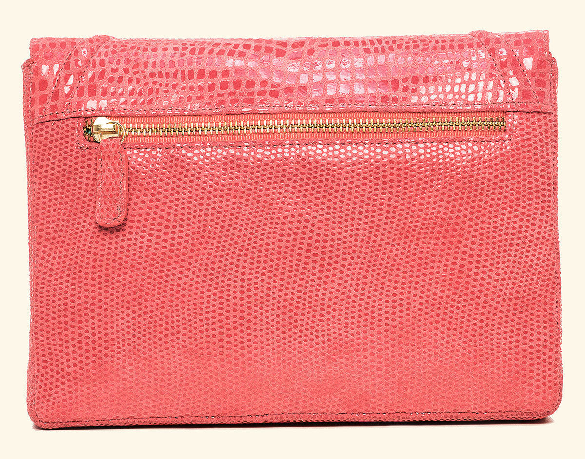 Cloud 9 Clutch in Watermelon Baby Croc & Lizard