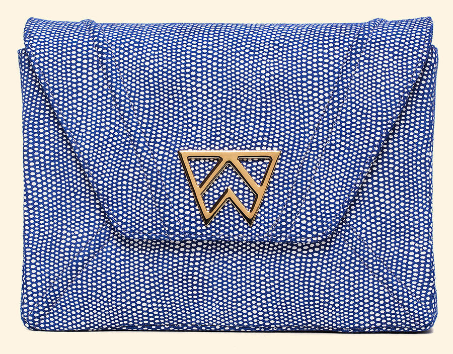 Cloud 9 Clutch in Cobalt, White Lizard