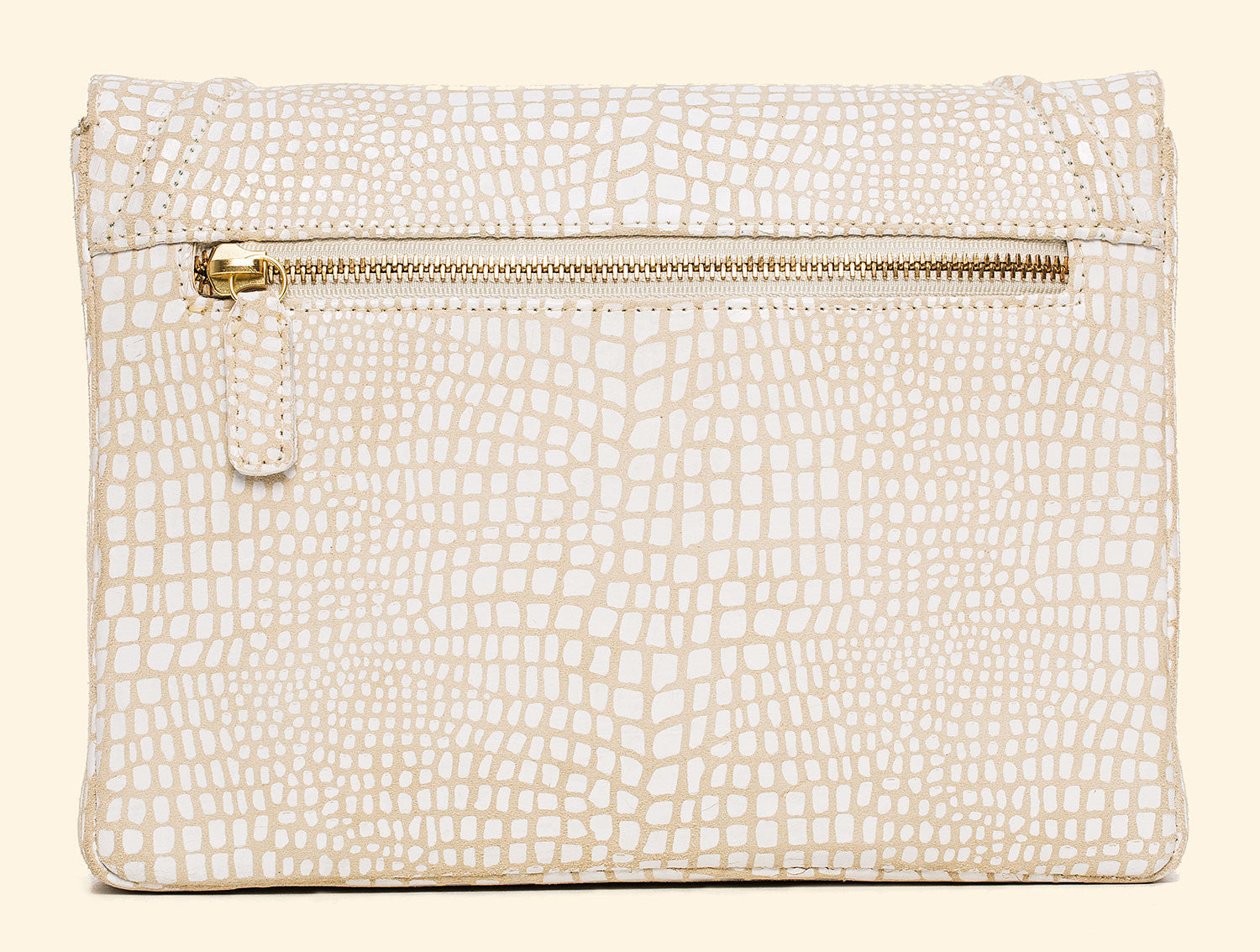 Cloud 9 Clutch in Stone White Baby Croc