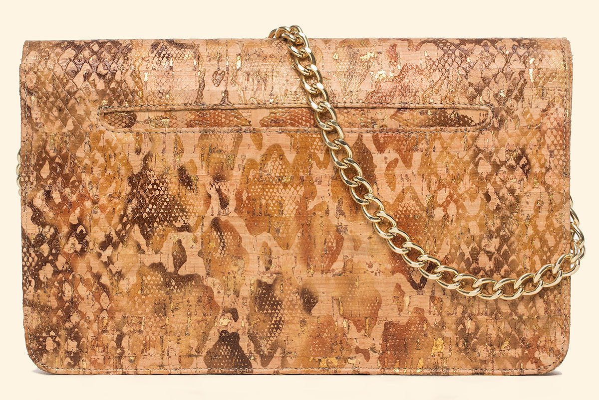 Forever Classy Clutch in Embossed Gold Flake Cork