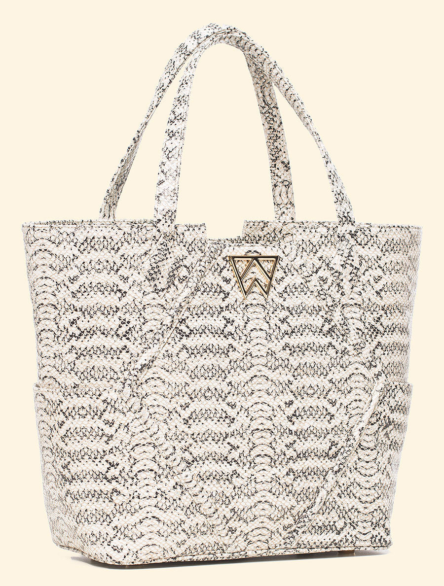 Paint The Town Tote in Black, White Python