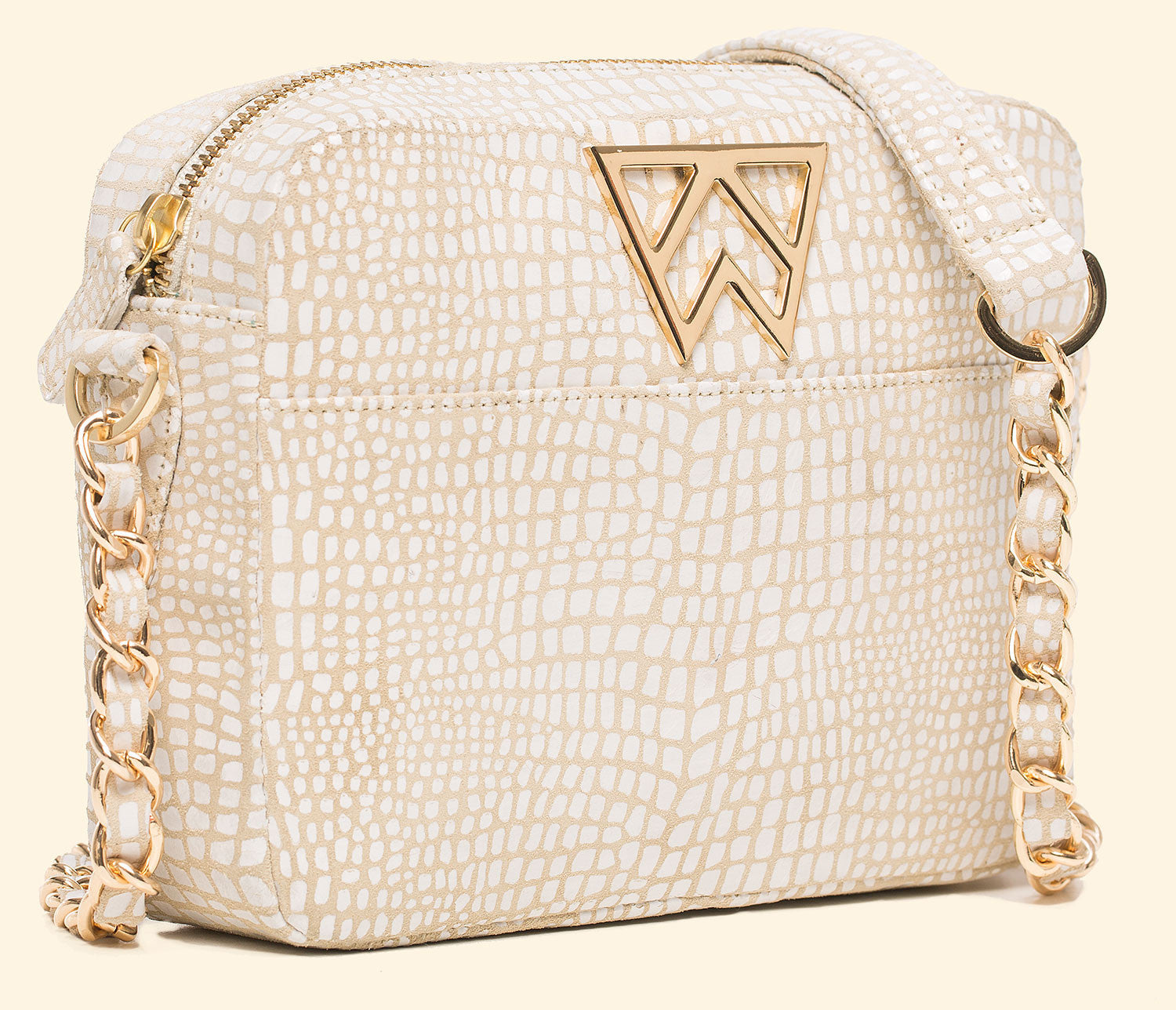 Mingle Mingle Mini in Stone White Baby Croc