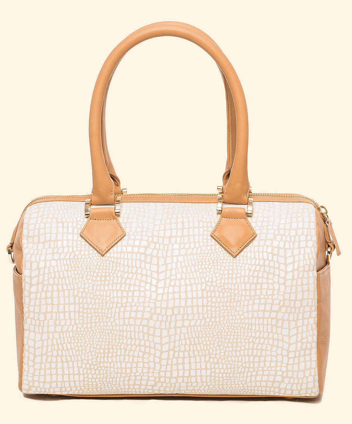 I Duffle Dare You in Stone White Baby Croc and Camel