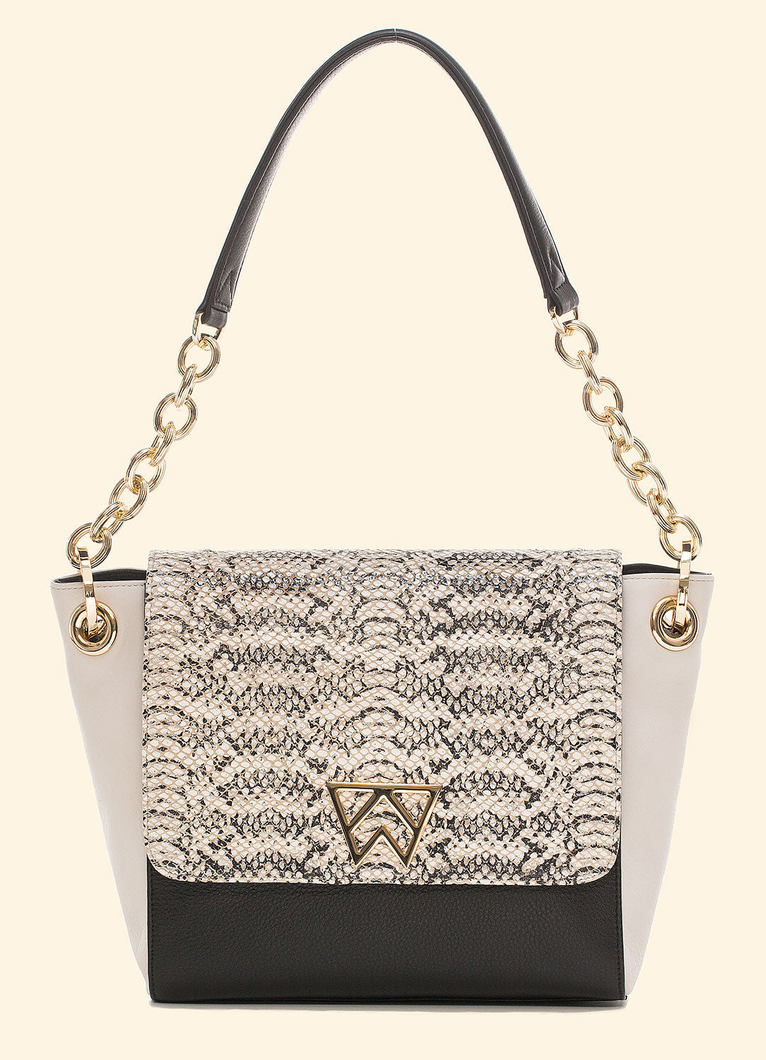 Pop The Champagne Shoulder in Black, White Python