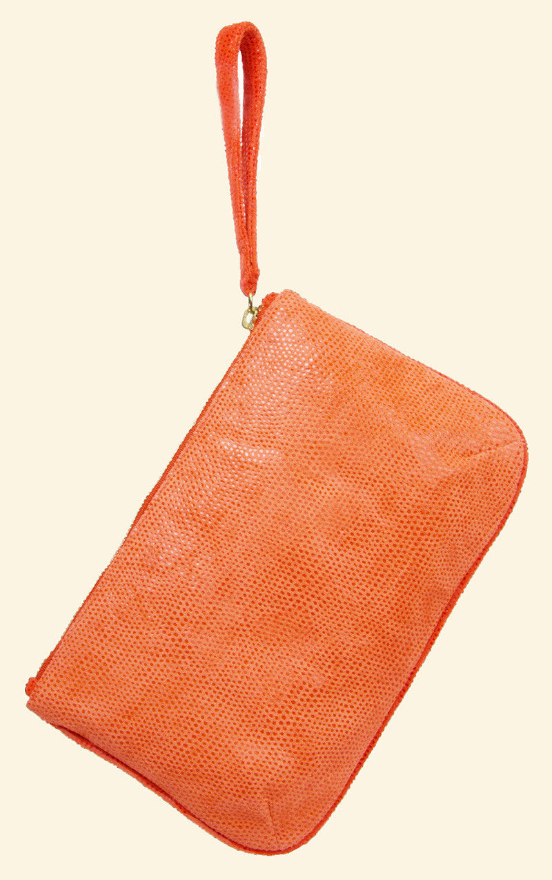 Risky Biz Wristlet in Coral & Salmon Lizard