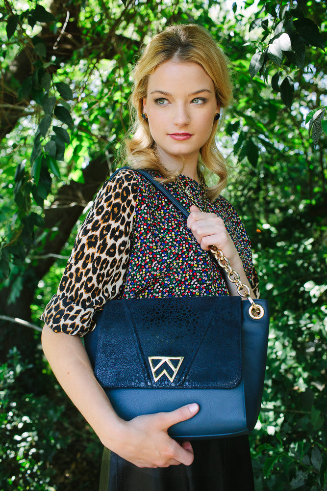 Pop The Champagne Shoulder in Midnight Serpentine with Navy & Pacific - Lifestyle